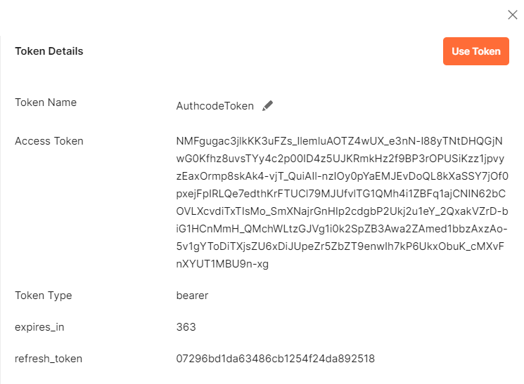 Postman Authorization Result